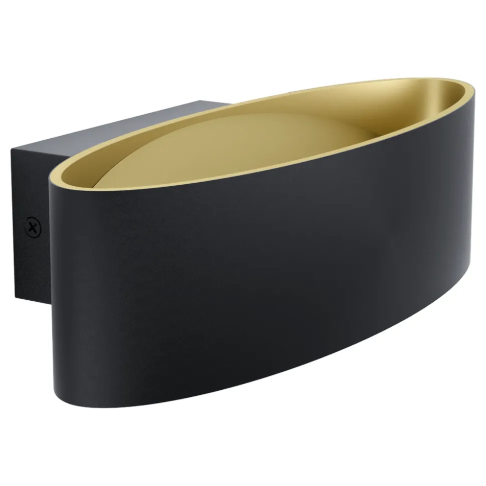 Eglo MACCACARI Wandlamp aluminium, staal zwart, goud / Kunststof transparant H: 75 mm