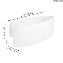 Eglo MACCACARI Wandlamp aluminium, staal wit / Kunststof transparant H: 75 mm