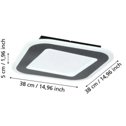 Eglo MACCHIONI Plafondarmaturen staal, kunststof zwart, wit / kunststof met kristaleffect wit H: 50 mm