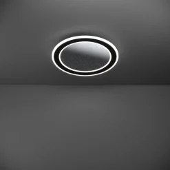 Eglo MACCHIONI Plafondarmaturen staal, kunststof zwart, wit / kunststof met kristaleffect wit H: 50 mm | Ø 380 mm