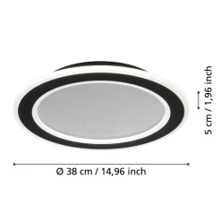 Eglo MACCHIONI Plafondarmaturen staal, kunststof zwart, wit / kunststof met kristaleffect wit H: 50 mm | Ø 380 mm