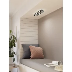 Eglo MACCHIONI Plafondarmaturen staal, kunststof zwart, wit / kunststof met kristaleffect wit H: 45 mm