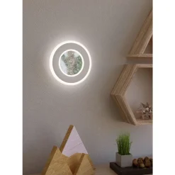 Eglo MACCHIONI Wandlamp staal, kunststof wit / kunststof met kristaleffect wit Ø 200 mm