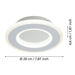 Eglo MACCHIONI Wandlamp staal, kunststof wit / kunststof met kristaleffect wit Ø 200 mm