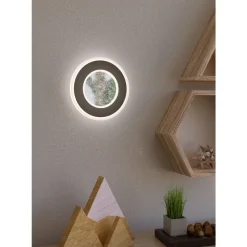 Eglo MACCHIONI Wandlamp staal, kunststof zwart, wit / kunststof met kristaleffect wit Ø 200 mm