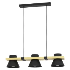 Eglo MACCLES hanglamp staal, hout zwart, bruin H: 1100 mm