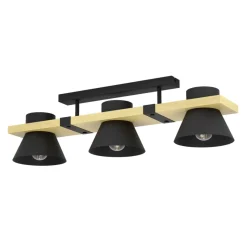 Eglo MACCLES Plafondarmaturen staal, hout zwart, bruin H: 205 mm