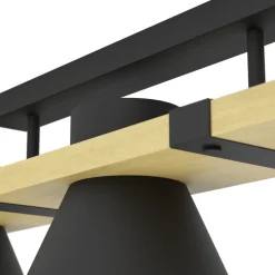 Eglo MACCLES Plafondarmaturen staal, hout zwart, bruin H: 205 mm