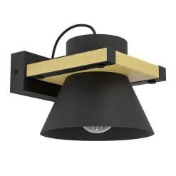 Eglo MACCLES Wandlamp staal, hout zwart, bruin H: 150 mm