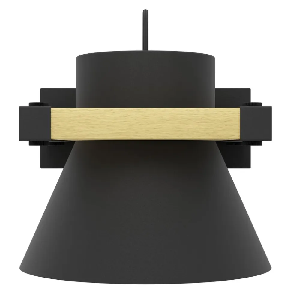 Eglo MACCLES Wandlamp staal, hout zwart, bruin H: 150 mm