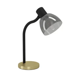 Eglo MACERE Tafellampen staal zwart, geborsteld messing / glas gestoomd zwart-transparant H: 340 mm