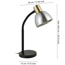 Eglo MACERE Tafellampen staal zwart, geborsteld messing / glas gestoomd zwart-transparant H: 340 mm