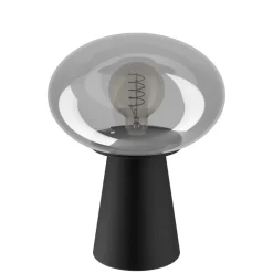 Eglo MADONNINA Tafellampen staal zwart / glas gestoomd grijs H: 325 mm | Ø 250 mm