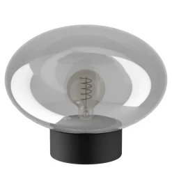 Eglo MADONNINA Tafellampen staal zwart / glas gestoomd grijs H: 270 mm | Ø 330 mm