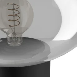 Eglo MADONNINA Tafellampen staal zwart / glas gestoomd grijs H: 270 mm | Ø 330 mm