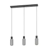 Eglo MAIONE hanglamp staal zwart / glas gestoomd grijs H: 1100 mm