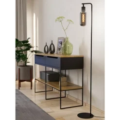 Eglo MAIONE Staande lampen staal zwart / glas gestoomd grijs H: 1510 mm