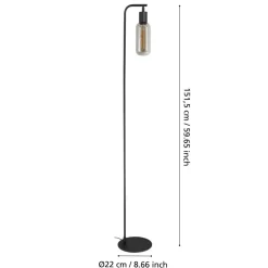 Eglo MAIONE Staande lampen staal zwart / glas gestoomd grijs H: 1510 mm