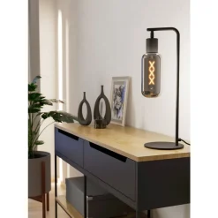 Eglo MAIONE Tafellampen staal zwart / glas gestoomd grijs H: 505 mm