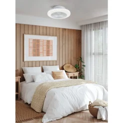 Eglo MALINSKA Ventilator met licht ABS wit / acryl kristallook H: 200 mm | Ø 550 mm