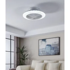 Eglo MALINSKA Ventilator met licht ABS wit / acryl kristallook H: 200 mm | Ø 550 mm