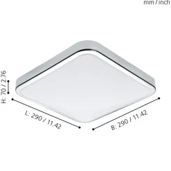 Eglo MANILVA 1 Plafondarmaturen staal chroom / Kunststof wit H: 70 mm