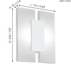Eglo METRASS 2 Wand-/plafondlamp aluminium wit / Kunststof satijn H: 200 mm