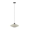 Eglo MIDSUMER hanglamp staal zwart / textiel crème H: 1100 mm | Ø 380 mm