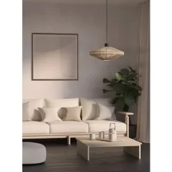 Eglo MIDSUMER hanglamp staal zwart / textiel crème H: 1100 mm | Ø 380 mm