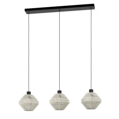 Eglo MIDSUMER hanglamp staal zwart / textiel crème H: 1100 mm