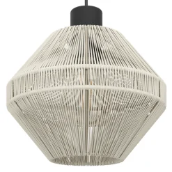 Eglo MIDSUMER hanglamp staal zwart / textiel crème H: 1100 mm