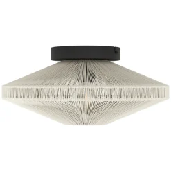 Eglo MIDSUMER Plafondarmaturen staal zwart / textiel crème H: 175 mm | Ø 380 mm