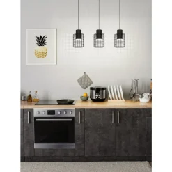 Eglo MILLIGAN hanglamp staal zwart, wit H: 1100 mm