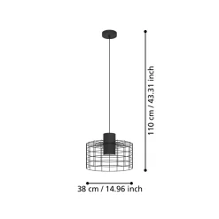 Eglo MILLIGAN hanglamp staal zwart, wit H: 1100 mm | Ø 380 mm