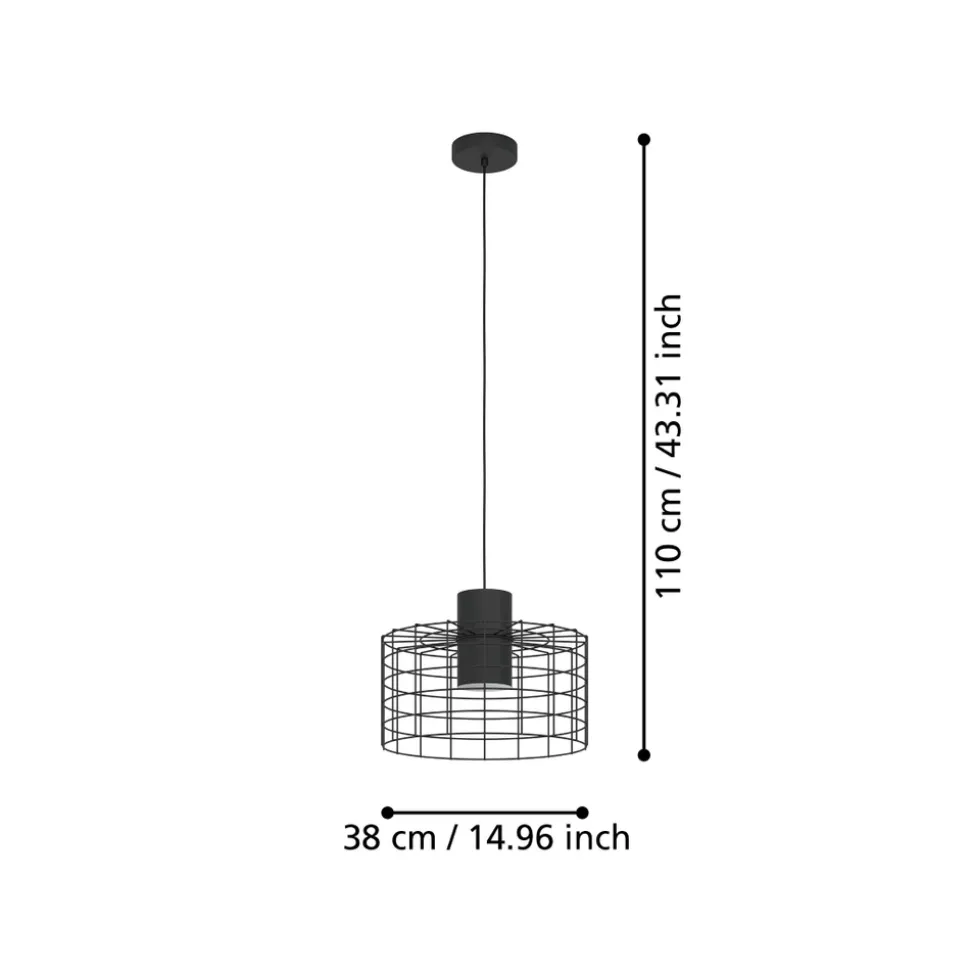 Eglo MILLIGAN hanglamp staal zwart, wit H: 1100 mm | Ø 380 mm
