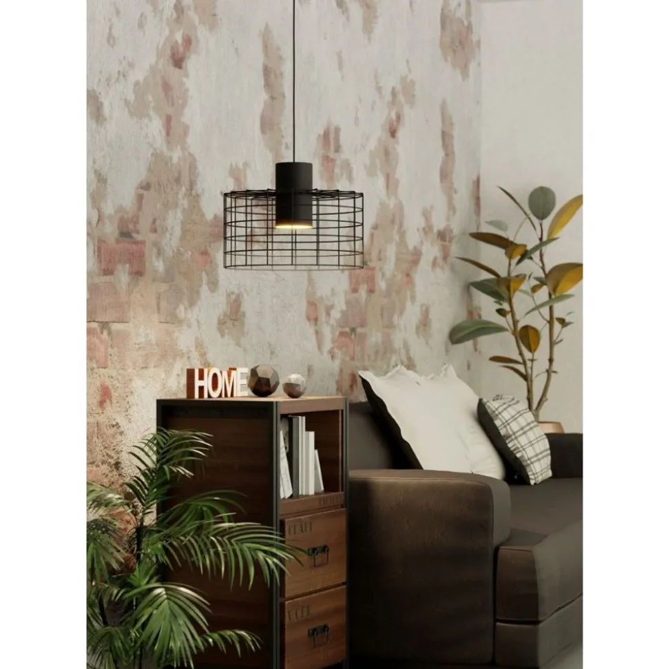 Eglo MILLIGAN hanglamp staal zwart, wit H: 1100 mm | Ø 380 mm