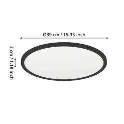 Eglo MINERARIO Plafondarmaturen Kunststof zwart / Kunststof wit H: 30 mm | Ø 390 mm