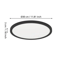 Eglo MINERARIO Plafondarmaturen Kunststof zwart / Kunststof wit H: 30 mm | Ø 300 mm