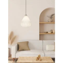 Eglo MINTING hanglamp staal zwart / papier wit H: 1100 mm | Ø 310 mm