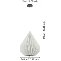 Eglo MINTING hanglamp staal zwart / papier wit H: 1100 mm | Ø 450 mm