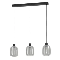 Eglo MOLOCHIO-Z hanglamp staal zwart / glas gestoomd zwart-transparant H: 1100 mm