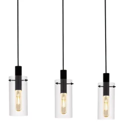 Eglo MONTEFINO hanglamp staal zwart / Glas helder H: 1100 mm