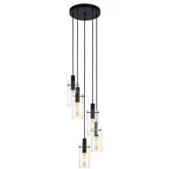 Eglo MONTEFINO hanglamp staal zwart / Glas helder H: 1500 mm | Ø 350 mm