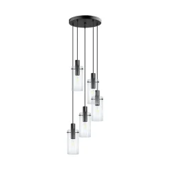 Eglo MONTEFINO hanglamp staal zwart / Glas helder H: 1500 mm | Ø 350 mm