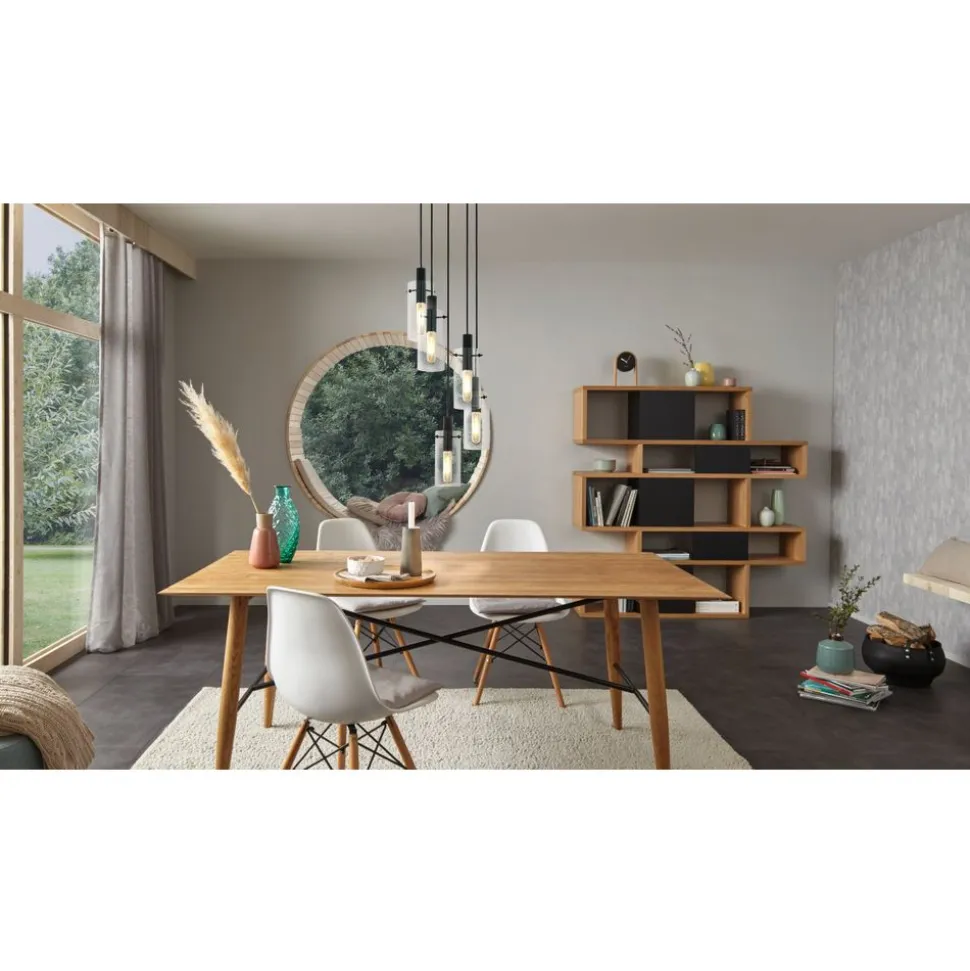 Eglo MONTEFINO hanglamp staal zwart / Glas helder H: 1500 mm | Ø 350 mm