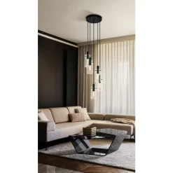 Eglo MONTEFINO hanglamp staal zwart / Glas helder H: 1500 mm | Ø 350 mm