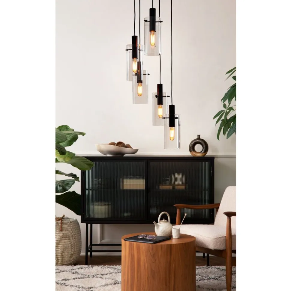 Eglo MONTEFINO hanglamp staal zwart / Glas helder H: 1500 mm | Ø 350 mm