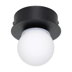 Eglo MOSIANO Wand-/plafondlamp staal zwart / glas opaal-mat wit H: 115 mm | Ø 110 mm