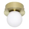 Eglo MOSIANO Wand-/plafondlamp staal geborsteld messing, goud / glas opaal-mat wit H: 115 mm | Ø 110 mm