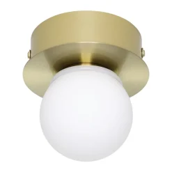 Eglo MOSIANO Wand-/plafondlamp staal geborsteld messing, goud / glas opaal-mat wit H: 115 mm | Ø 110 mm